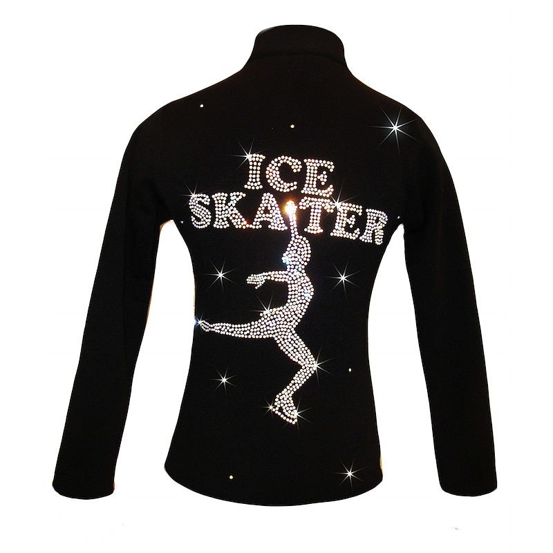 Figure Skating Fleece Jacket Women's Girls' Ice Skating Jacket Top White Red Blue Stretchy Training Competition Skating Wear Thermal Warm Crystal / Rhinestone Long Sleeve Ice Skating Figure Skating3