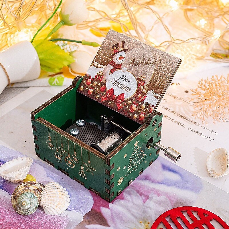 Wooden Hand-operated Octave Box Merry Christmas Music Painted Music Box Stall Display Exquisite Gift Gifts for Christmas Gifts2