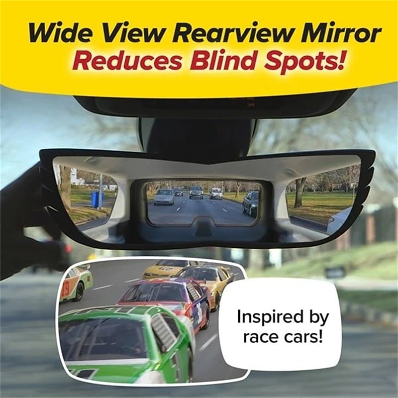 StarFire 1pc Car Wide Angle Rearview Mirror Curved Interior Large Field Of View Inside Mirror Blind Area Auxiliary Mirror
