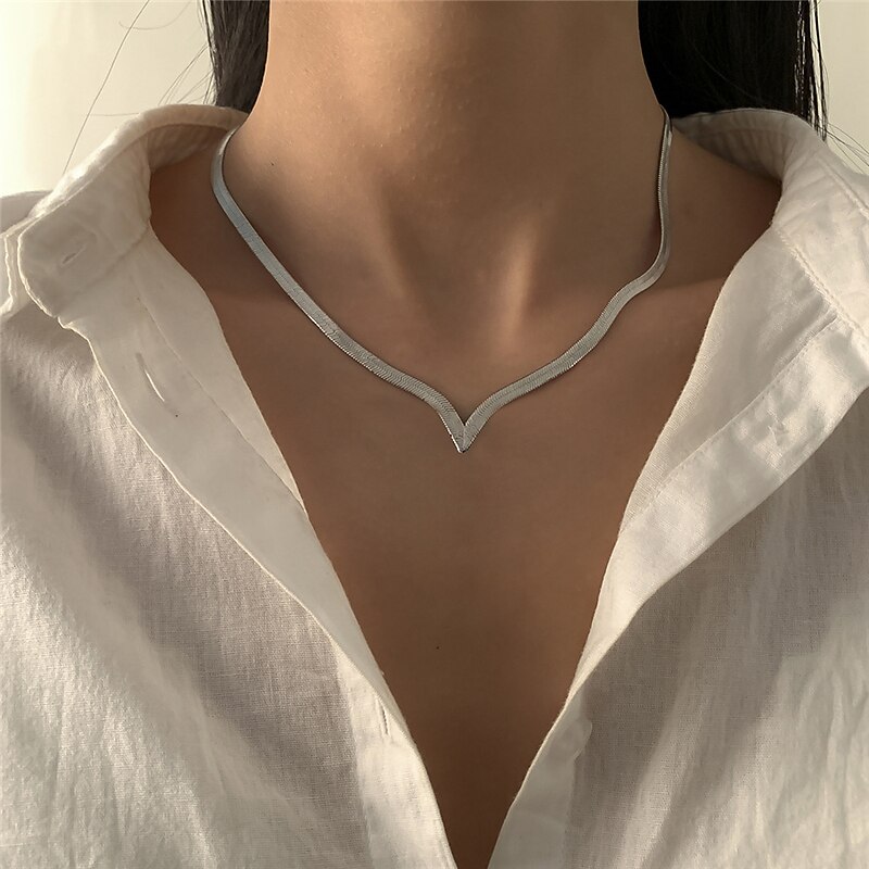 1PC V-Shaped Choker Necklace For Women's Party Evening Daily Alloy4
