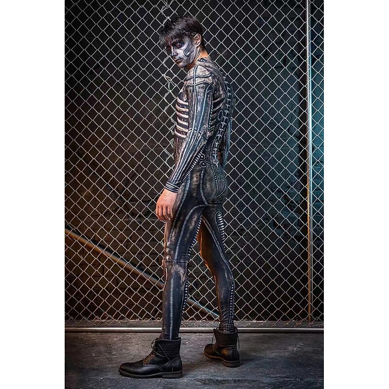 Skeleton Skull Halloween Cosplay Costume Bodysuits Carnival Costume Full Body Suit Cosplay Kid's Adults' Men's Carnival Masquerade Mardi Gras Performance Party Halloween Easy Halloween Costumes Dress3