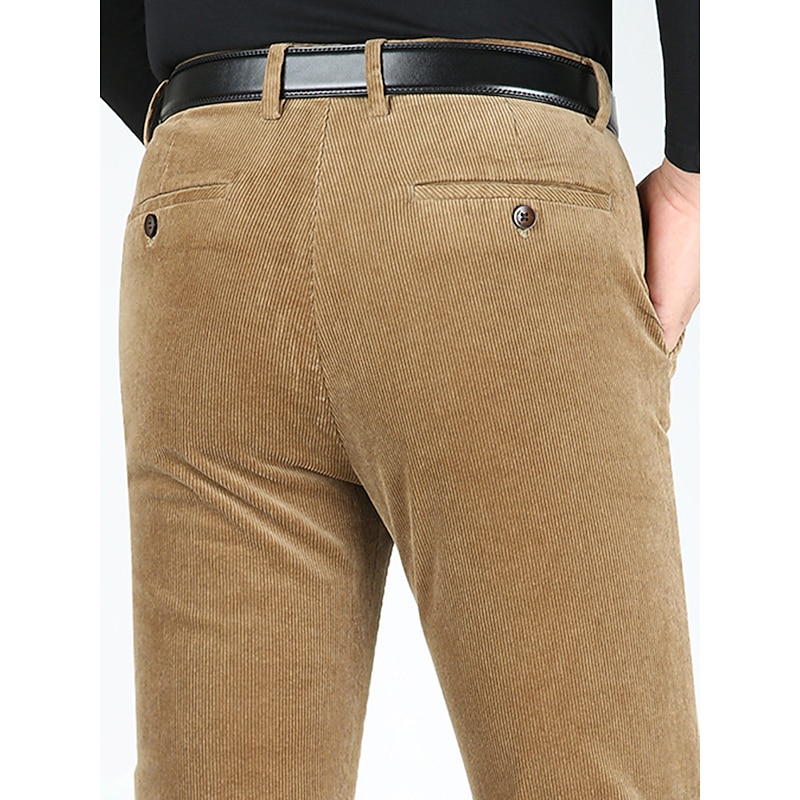 Men's Dress Pants Corduroy Pants Winter Pants Trousers Suit Pants Pocket Plain Comfort Breathable Outdoor Daily Going out Fashion Casual Black Wine