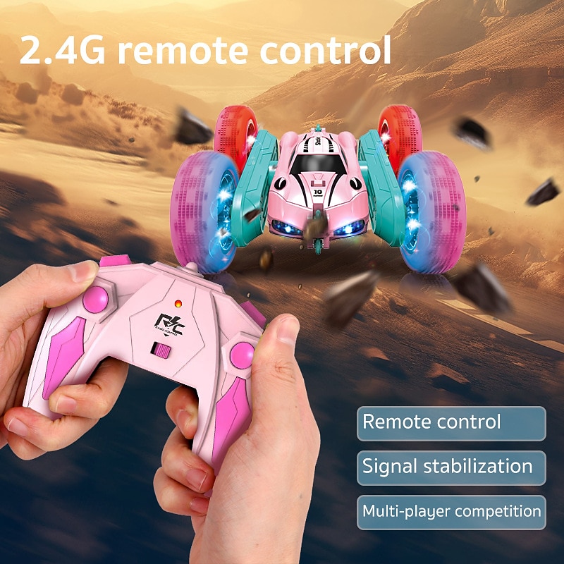 2.4g Remote Control Stunt Car Four-Wheel Drive Double-Sided Car Twist Arm Fancy Tumbling Light Tire Children's Toy Car Rc2