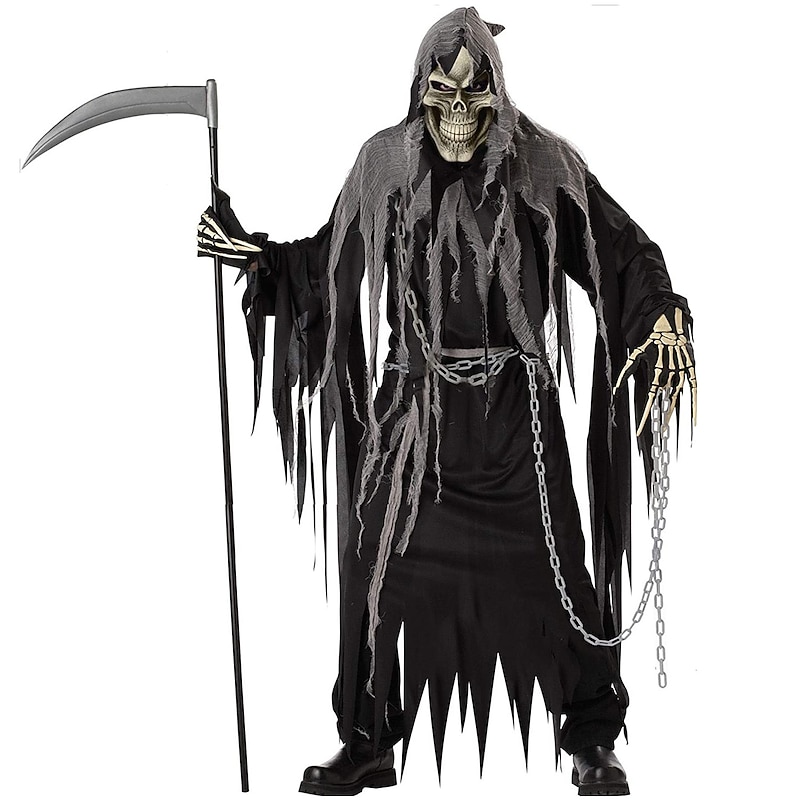 Ghost Ghostface Halloween Cosplay Costume Hooded Cloak Cosplay Adults' Men's Carnival Masquerade Performance Party Halloween Easy Halloween Costumes Dress Up