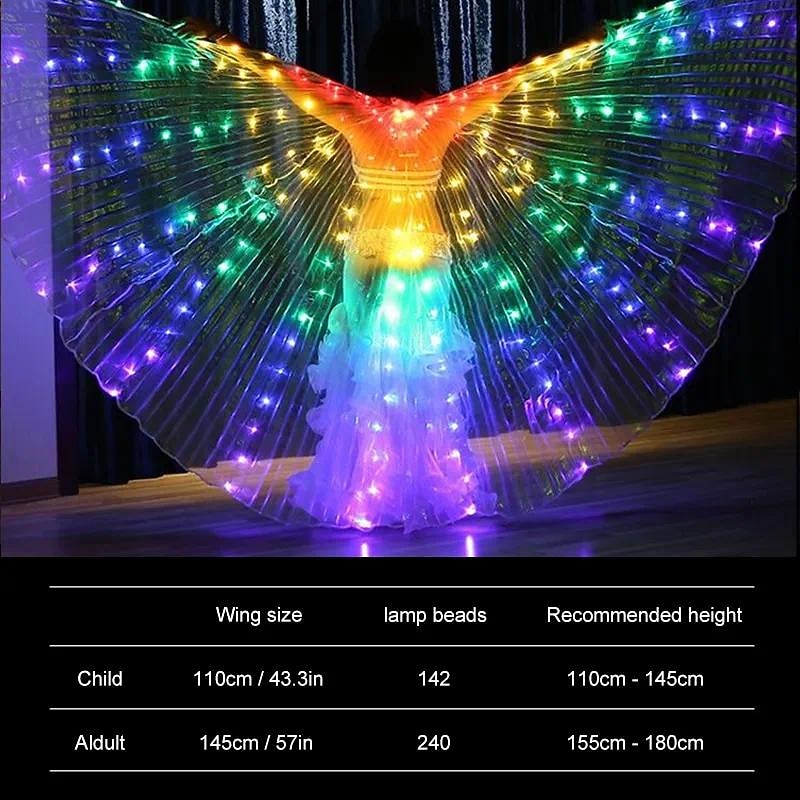 LED Butterfly Glowing Wing Dance Colorful Lighting Glow In the Dark Cloak Performance Costumes with Telescopic Festival Party Carnival Decor Prop3