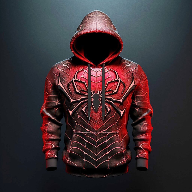 Men's Graphic Spiders Spider web Hoodie Hoodies Sweatshirt Fashion Daily Long Sleeve Hooded Vacation Sports Outdoor Holiday #1 #2 Print Front Pocket Spring &  Fall Designer