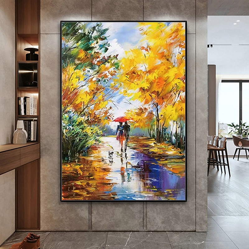 Mintura Handmade Trees Landscape Oil Paintings On Canvas Wall Art Decoration Modern Abstract Picture For Home Decor Rolled Frameless Unstretched Painting2