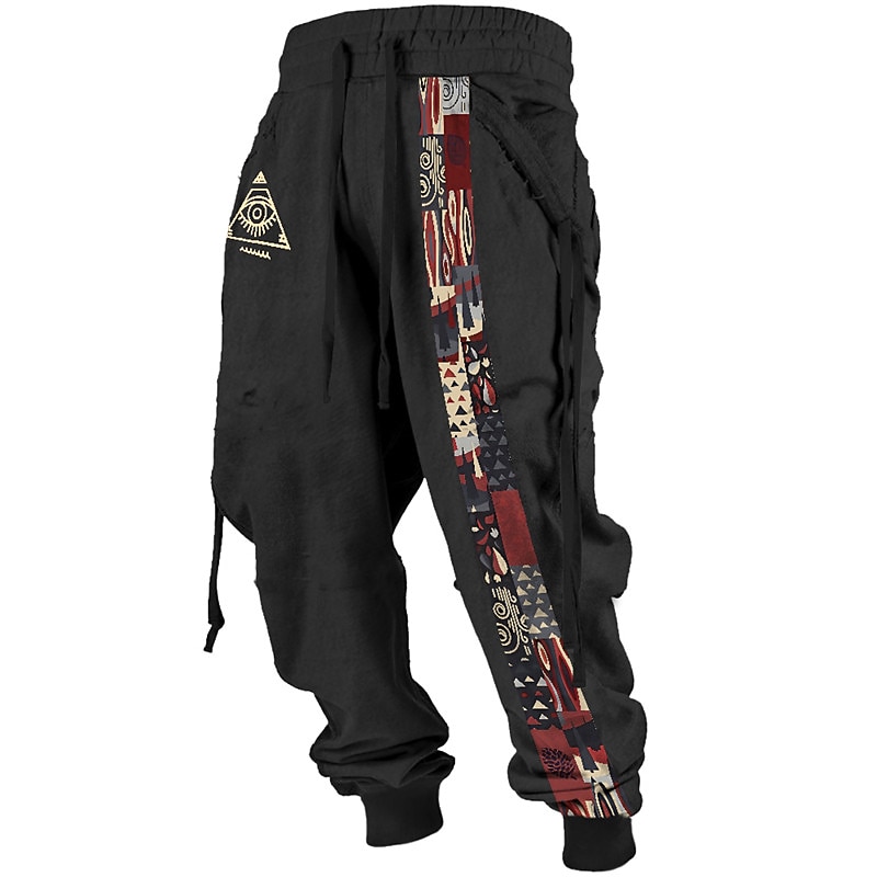 Tribal Bandana Print Vintage Men's 3D Print Sweatpants Pants Trousers Outdoor Street Casual Daily Polyester Black Red Blue S M L Mid Waist Elasticity Pants3