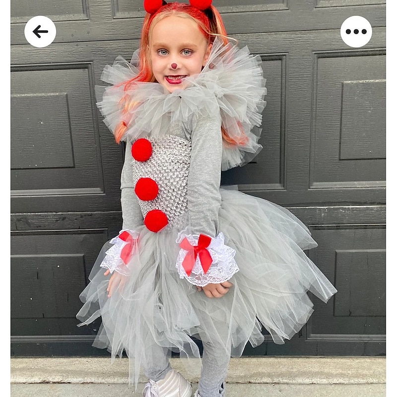 Clown Pennywise Halloween Dress Cosplay Costume Tutu It Carnival Costume Cosplay Scary Costume Kid's Girls' Carnival Masquerade Mardi Gras Performance Party Easy Halloween Costumes Dress Up2