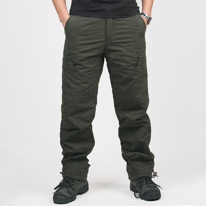 Men's Cargo Pants Cargo Trousers Combat Trousers Winter Pants Pocket Plain Comfort Breathable Outdoor Daily Going out Fashion Casual Black Green4