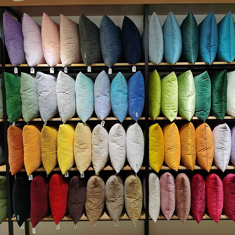 Decorative Toss Pillows Coolest Pillows Corduroy Plain Color Simple Without Core Corn Strips Pillow Cover Cushion Cover Multi-color3