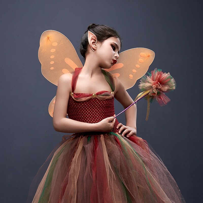 Fairytale Princess Elf Halloween Dress Cosplay Costume Tutu Cosplay Kid's Girls' Carnival Masquerade Mardi Gras Performance Party Halloween Easy Halloween Costumes Dress Up2