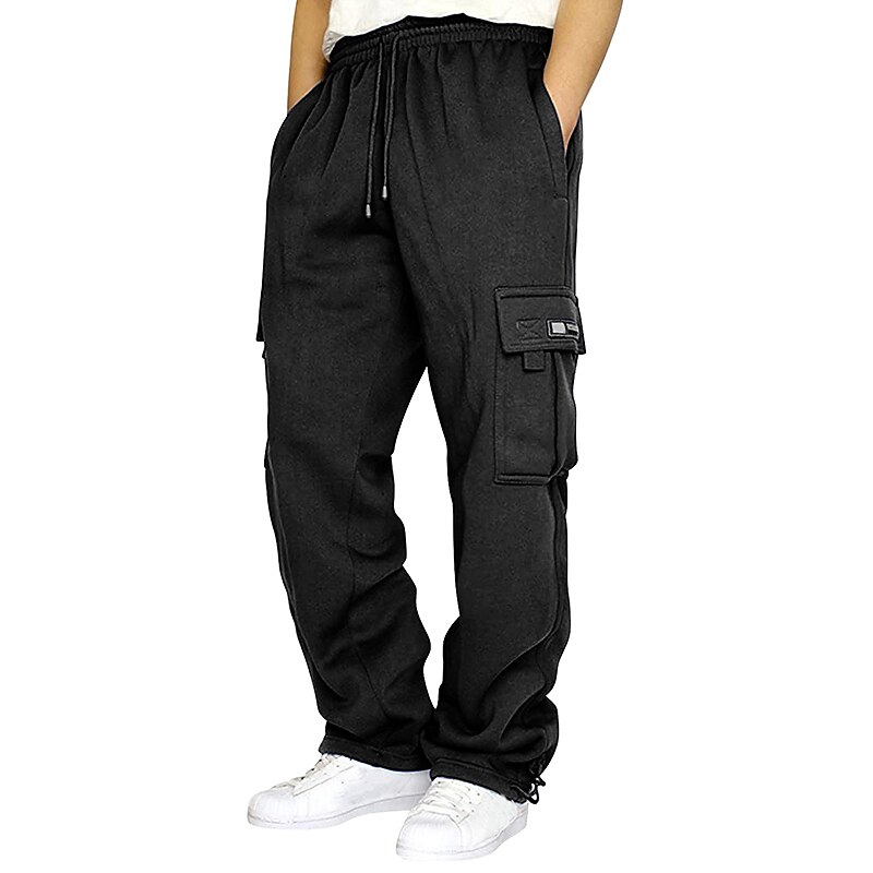 Men's Sweatpants Joggers Trousers Cargo Sweatpants Pocket Plain Comfort Breathable Outdoor Daily Going out Fashion Casual Dark Khaki Black3