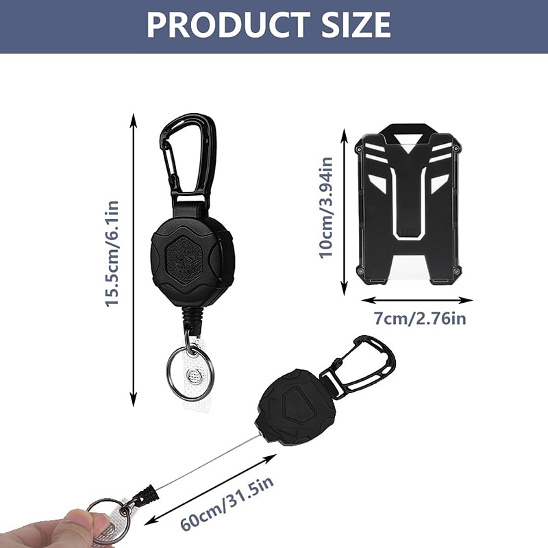 Retractable Heavy Duty Badge Reels With ID Badge Holder Tactical Id Card Holder Vertical Id Holder With Carabiner Keychain Badge Reel3