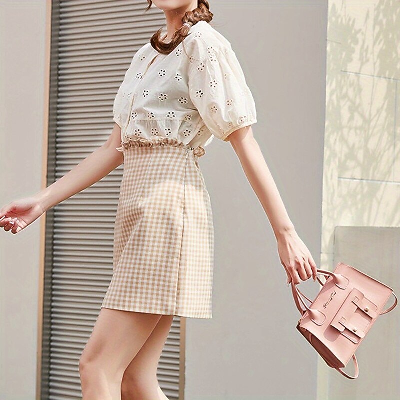 Women's White Faux Leather Handbag with Top Handle and Front Buckle Detail – Elegant Structured Satchel for Office, Travel, and Daily Use4