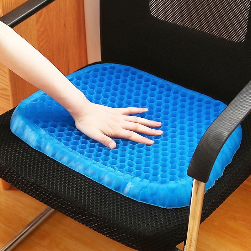 Gel Seat Cushion Pressure Relief Cushion Cooling Thick Big Breathable Honeycomb Gel Cushion Absorbs Pressure Points With Non-Slip Cover Wheelchair