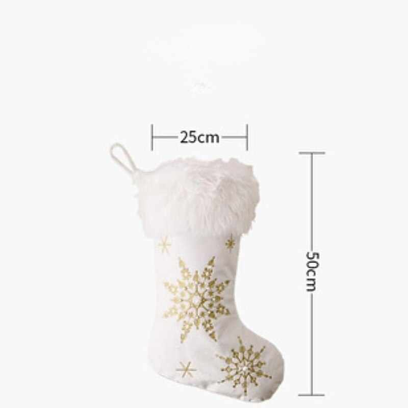 Christmas Stockings Snowflake White Christmas Stockings with Faux Fur Large Christmas Stockings Christmas Ornaments for Christmas Tree Decorations4