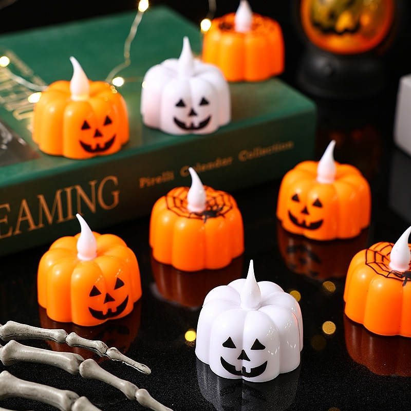 Halloween Decorations Pumpkin Candle Lamp LED Electronic Light Up Pumpkin Lamp Atmosphere Jack O Lantern Decoration Lamp Luminous Toy Party Decoration Supplies Children's Toy Halloween Candle Lamp3