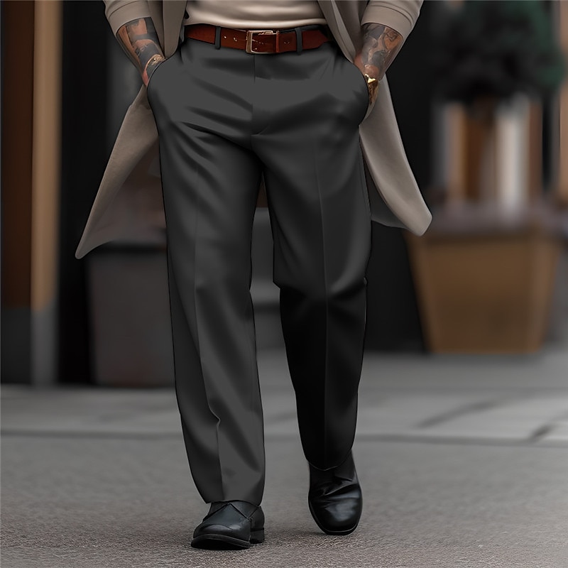 Men's Trousers Dress Pants Slacks Casual Pants Suit Pants Front Pocket Plain Comfort Wedding Business Daily Fashion Chic & Modern Black White2