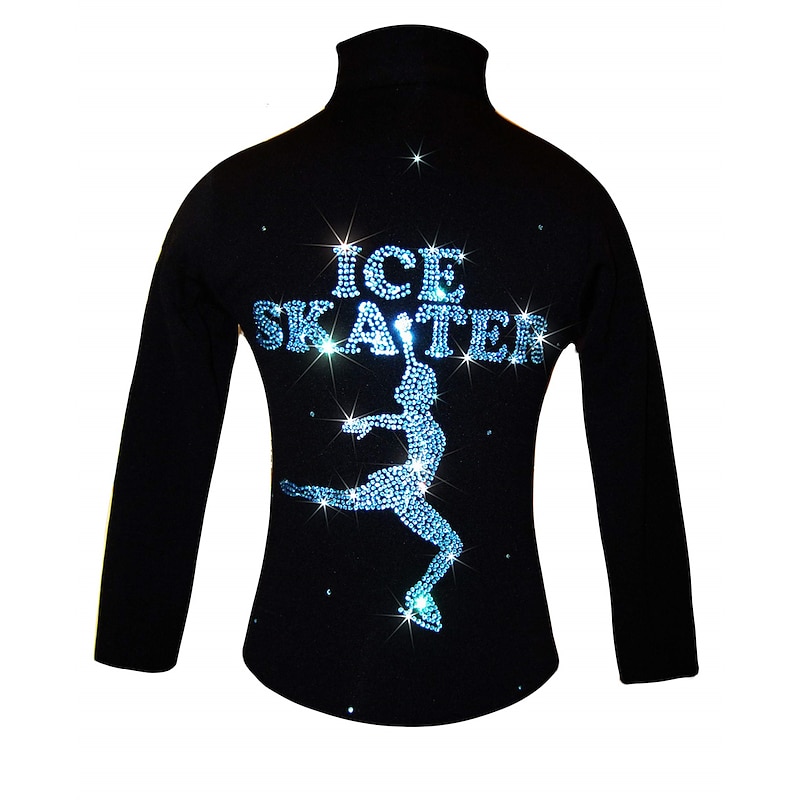 Figure Skating Fleece Jacket Women's Girls' Ice Skating Jacket Top White Red Blue Stretchy Training Competition Skating Wear Thermal Warm Crystal / Rhinestone Long Sleeve Ice Skating Figure Skating2