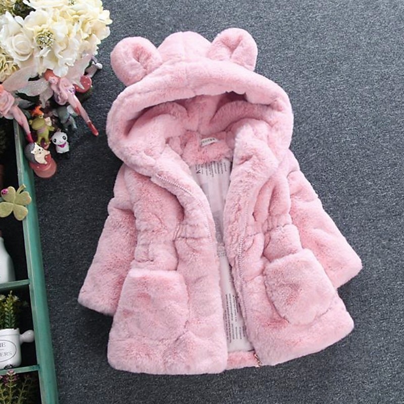 Kids Girls' Winter Coat Kids Winter Jacket Active School Coat Outerwear 2-8 Years Fall Black White Pink2