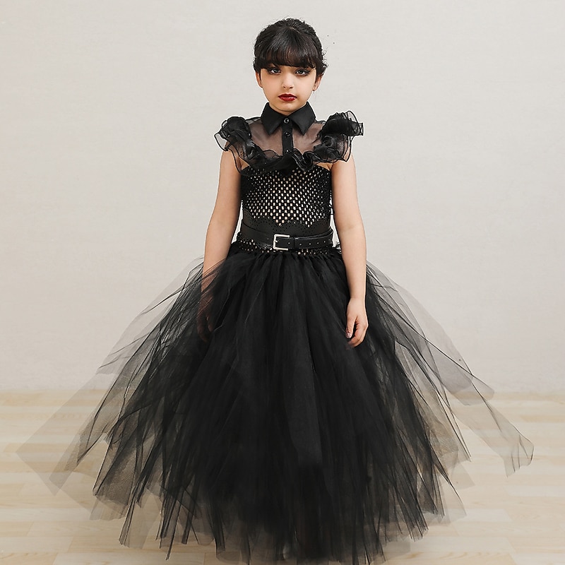 Dark Academia Halloween Dress Cosplay Costume Tutu Gothic Horror Cosplay Kid's Girls' Carnival Masquerade Mardi Gras Performance Party Halloween Easy Halloween Costumes Dress Up