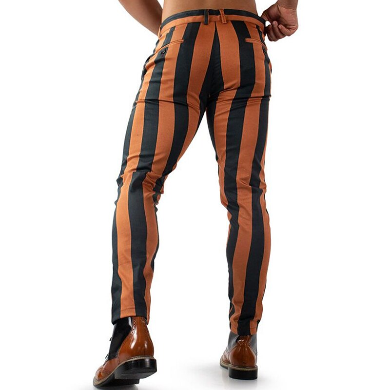 Men's Trousers Chinos Chino Pants Pocket Stripe Comfort Breathable Outdoor Daily Going out Fashion Casual Orange Green2