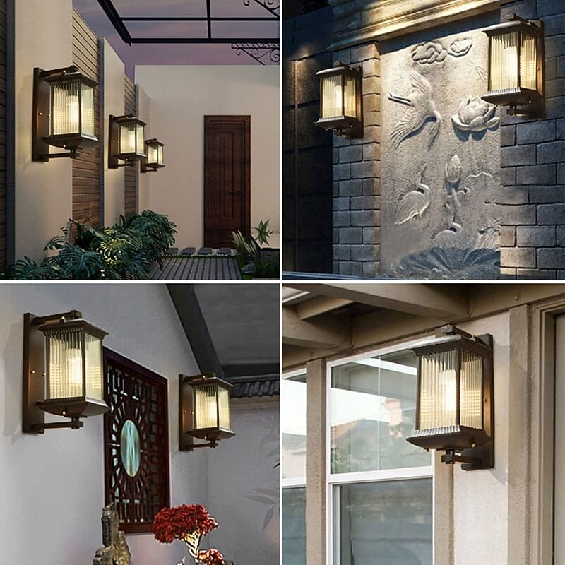 LED Wall Sconce Lighting Fixture Indoor Outdoor Lantern External Waterproof IP65 Rustproof Aluminum Glass Lantern Wall Lamp Lantern Courtyard Garden Balcony Villa Decorative Lights 110-240V4