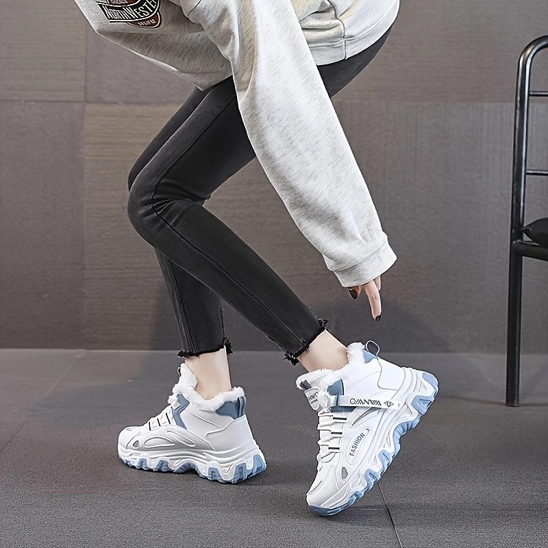 Women's White Winter Sneakers with Plush Lining and Chunky Sole - Warm High-Top Athletic Shoes for Cold Weather3