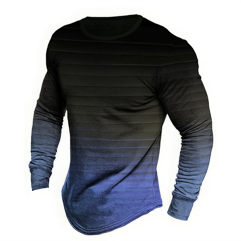 Men's Graphic Color Block T Shirt Long Sleeve T shirt 3D Print Crew Neck Shirt Fashion Designer Casual Sports Outdoor Holiday Going out Yellow Blue Orange Spring &  Fall Clothing Apparel S M L XL 2XL4