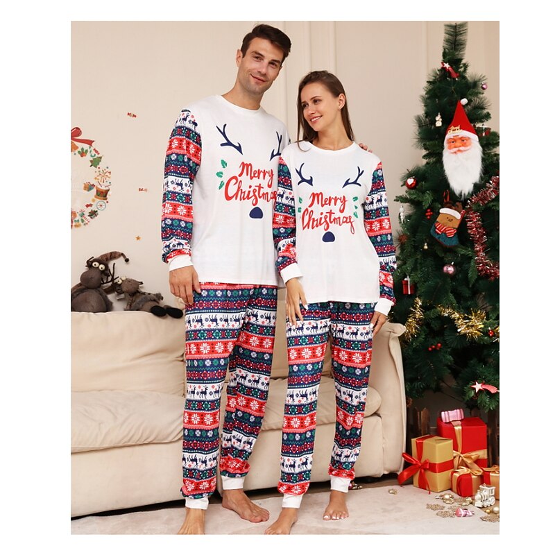 Family Christmas Christmas Family Pajamas Pajamas Cute Christmas Pajamas Letter School Red Long Sleeve Mommy And Me Outfits Active Matching Outfits3