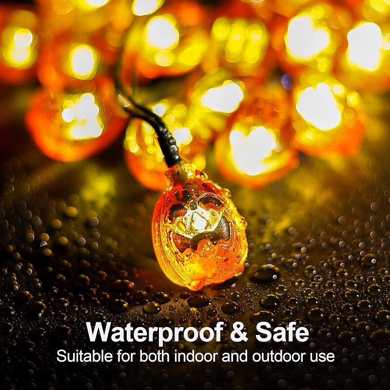 Halloween String Lights Solar Powered Pumpkin Lights 5m 20LEDs Outdoor Waterproof Halloween Mini Jack O Lantern Party Garden Balcony Tree Decoration Hanging Lights 1/2pcs3