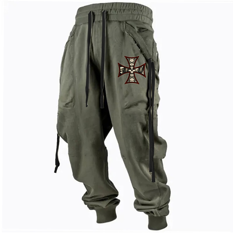 Men's Sweatpants Joggers Trousers Drawstring Elastic Waist 3D Print Graphic Prints Geometry Cross Comfort Sports Outdoor Casual Daily Cotton Blend Streetwear Designer Black Yellow Micro-elastic3