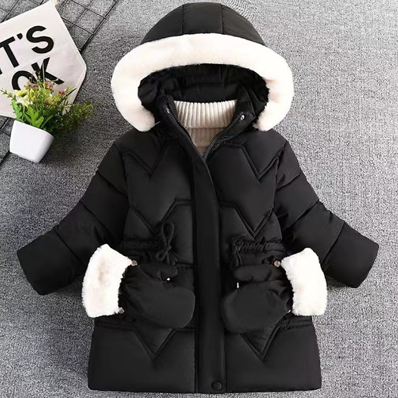 Kids Girls' Down Coat Solid Color Active School Coat Outerwear 2-8 Years Winter Black Pink Wine4