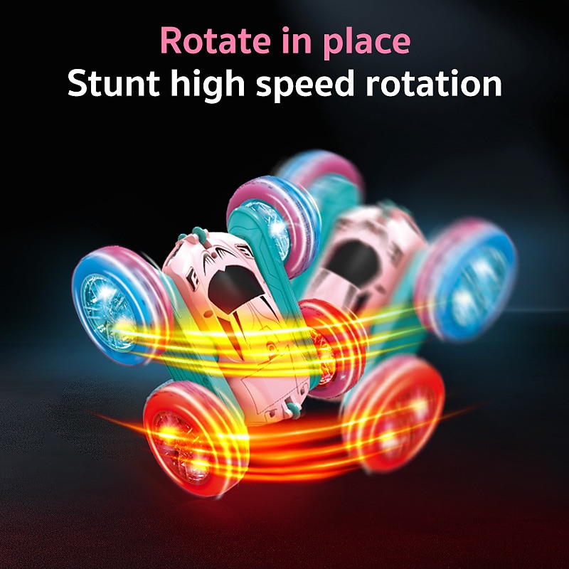 2.4g Remote Control Stunt Car Four-Wheel Drive Double-Sided Car Twist Arm Fancy Tumbling Light Tire Children's Toy Car Rc4