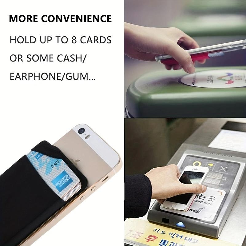 Cell Phone Card Holder Pocket For Back Of Phone Stretchy Lycra Stick On Wallet Credit Card ID Case Pouch Sleeve Self Adhesive Sticker With Flap3