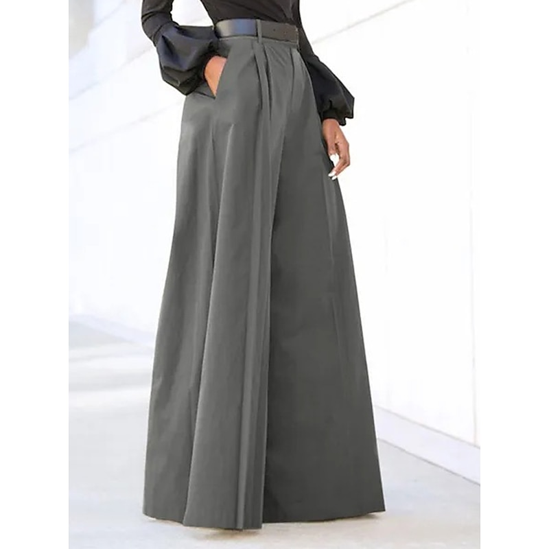 Women's Wide Leg Dress Work Pants Bell Bottom Full Length Fashion Streetwear Daily Black Khaki S M Fall Winter3