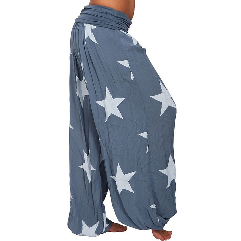 Women's Chinos Bloomers Harem Pants Fashion Streetwear Full Length Mid Waist Star Baggy Printing Comfort Breathability Soft Micro-elastic Vacation Street Daily Light Blue Light Green Coffee Fall2