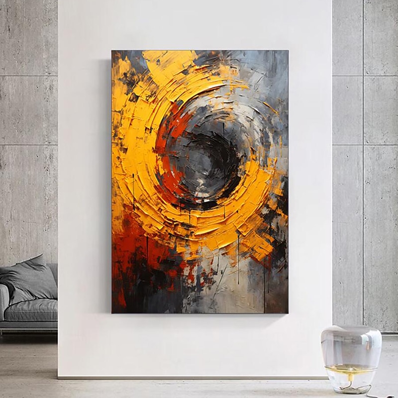 Abstract Bright Yellow Color Texture Thick Acrylic Painitng Large Size Palette Knife Oil Painting Canvas Wall Picture Art Rolled Canvas (No Frame)3