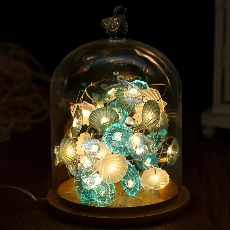 Elegant Wedding Party Reception Ocean-Themed String Lights – 2M 20 LEDs Seahorse & Beach Lights for Camping Home Decor2