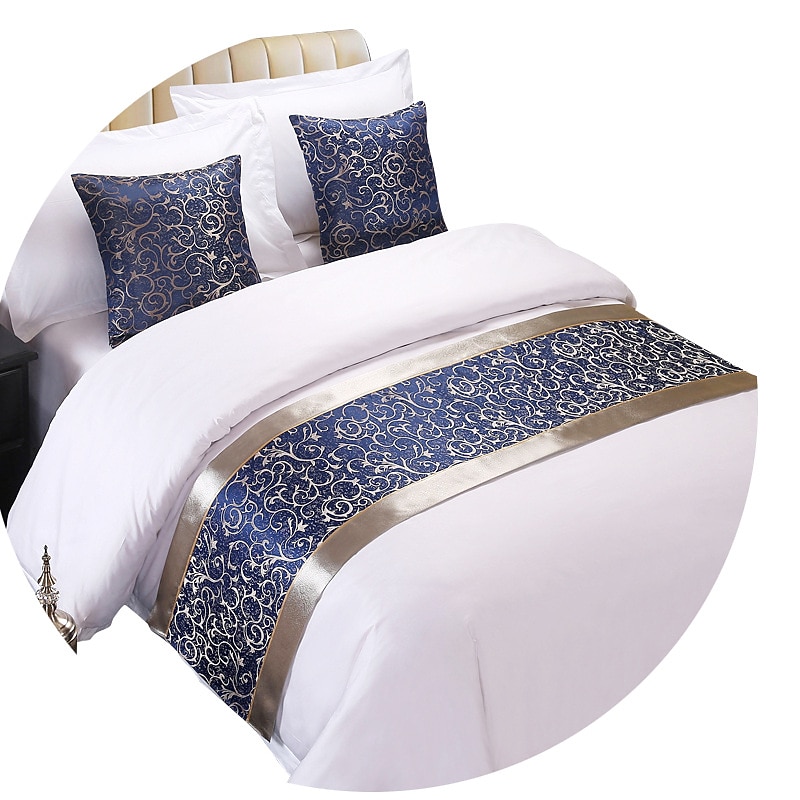 Hotel Bed Runner Bed Tail Scarf Hotel Simple Modern Chinese Gold Bed Cover Bed Tail Cushion Hugging Pillow Case3
