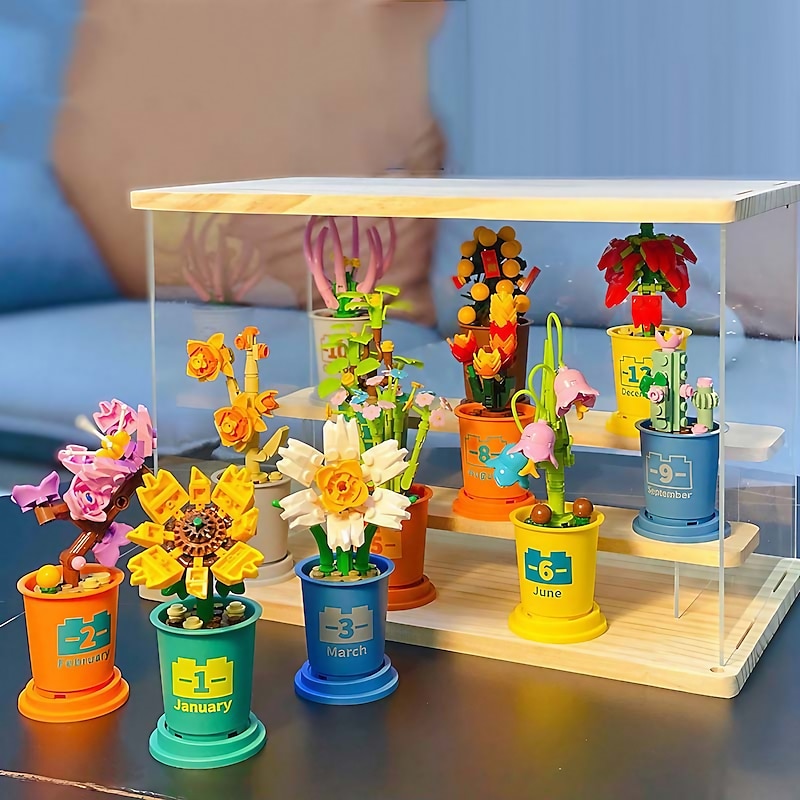 Meat building block flower blind box simulation flower potted tabletop decoration assembly boutique toy gift prize