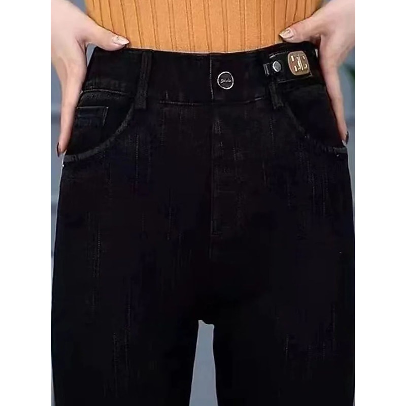 Women's Leggings Cozy Fleece Lined Cozy Leggings Fashion Streetwear Full Length High Waist Solid Color Pocket Elastic Waist Thermal Warm Comfort Breathability Micro-elastic Vacation Street Daily4