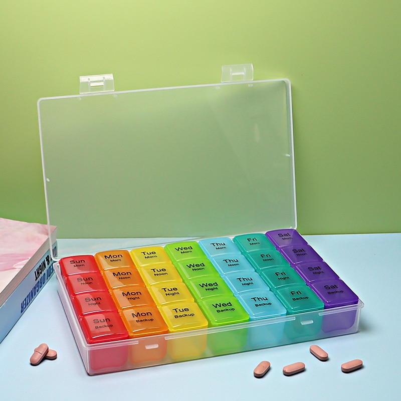 Monthly Pill Organizer 28 Day, Pill Box, Medicine Organizer, Organized By Week, Large 4-Week Pill Container With Dust-Proof Case For Fish Oils, Vitamins, Supplements4