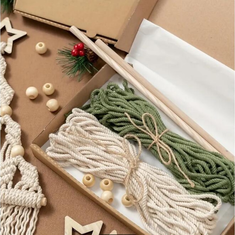 Macrame DIY Christmas Tree, 2pcs Woven Christmas Tree DIY Kit Christmas Crafts Gift Kit Suitable for Family Friends Gift3