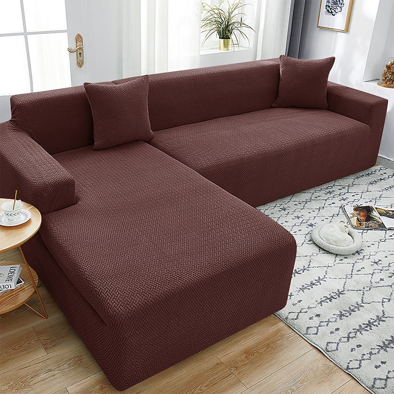 Stretch Sofa seat Cushion Cover Slipcover Burgundy Elastic Couch Armchair Loveseat Seater Grey Plain Solid Soft Durable Washable3