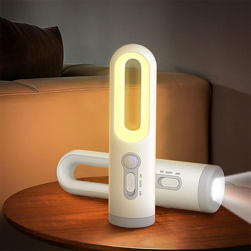 LED Motion Sensor Night Light 2 in 1 Portable Flashlight With Dusk To Dawn Sensor For Bedroom Bathroom Reading Camping