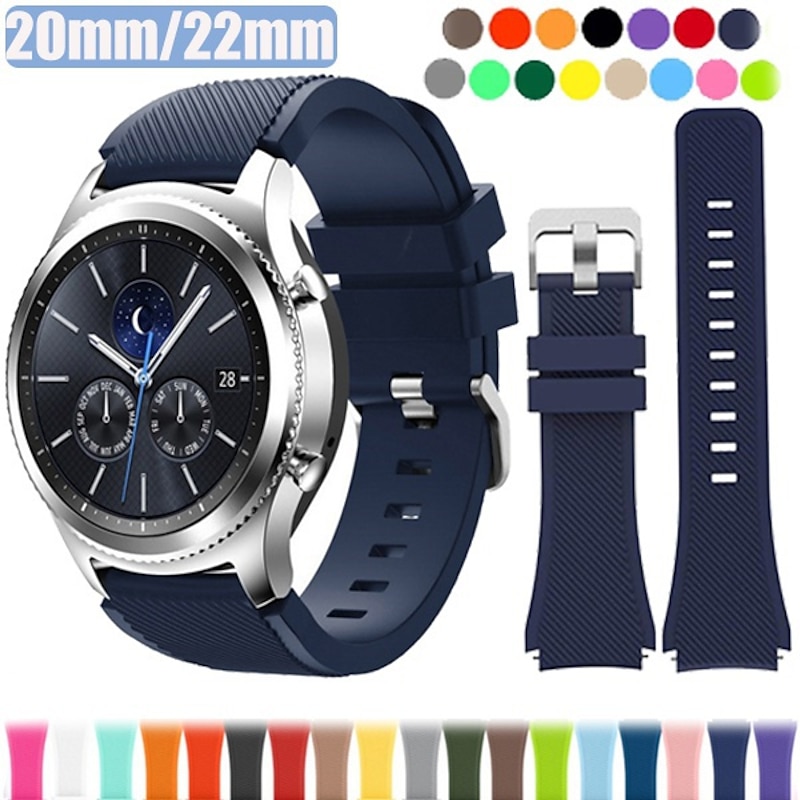 Silicone soft sport strap for Samsung galaxy watch 3 4 5 6 40mm 44mm 6 classic 43mm 47mm 4 classic 42mm 46mm 5 LTE 5 PRO 20mm 22mm bracelet belt for Huawei watch gt 2 /2e/2 pro