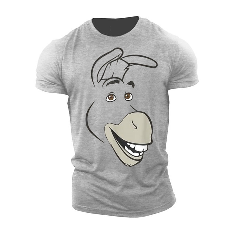 Men's Cartoon T Shirt Tee Top 100% Cotton Short Sleeve Graphic Shirt Heather Gray White Red Comfortable Tee Sports Outdoor Holiday Fashion Designer Clothing