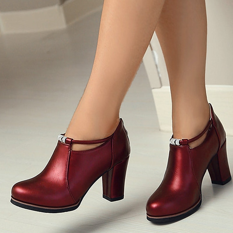 Women's Black Ankle Boots with Buckle Detail and High Block Heel – Stylish and Comfortable for Work, Parties, and Casual Outings3